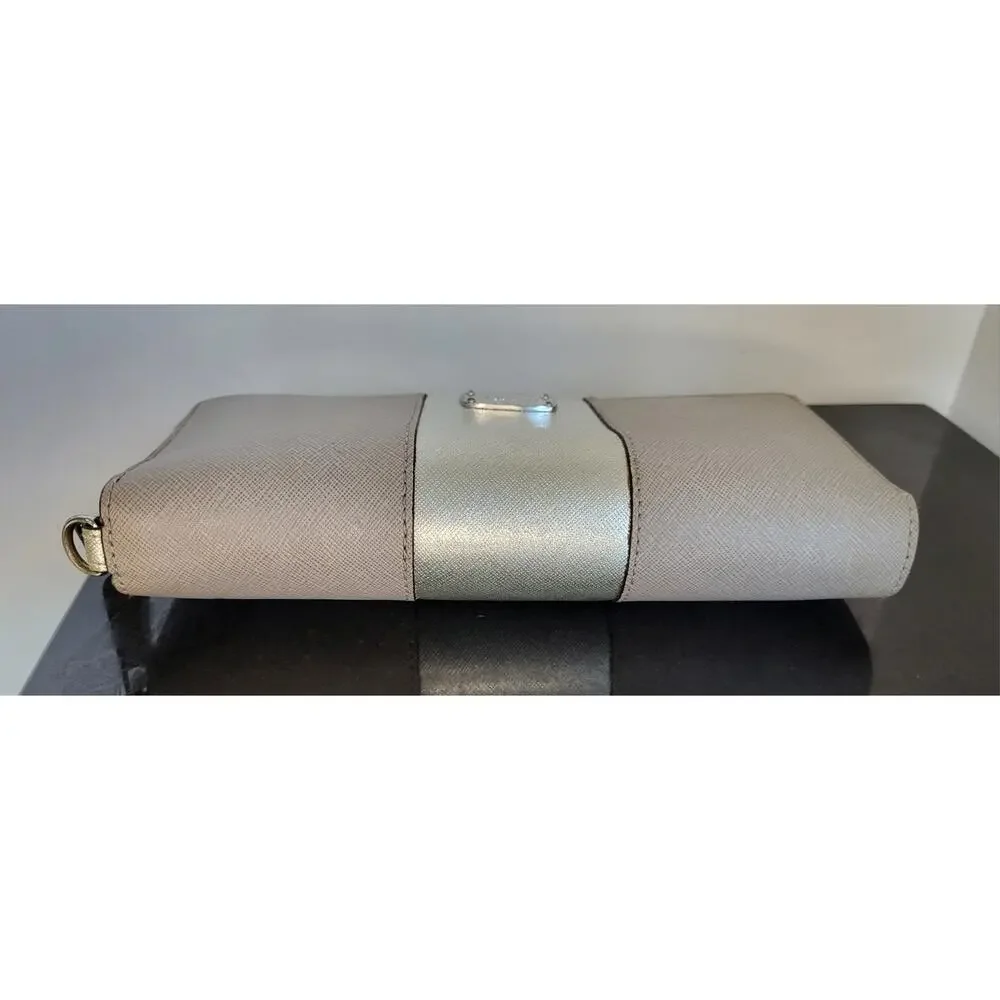 Michael Kors Jet Set Continental Gray & Silver Clutch - Wallet, Large 9 X 4